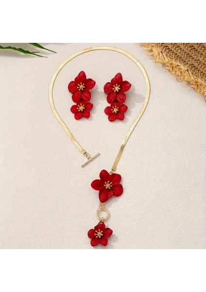 Set.up Gül Model Kolye Küpe Set modelleri