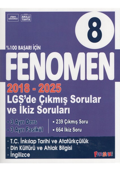 Fenomen 8. Sınıf Çıkmış Sorular ve Ikiz Sorular Inkılap Tarihi+Din Kültürü+Ingilizce (2018-2025) fiyatları
