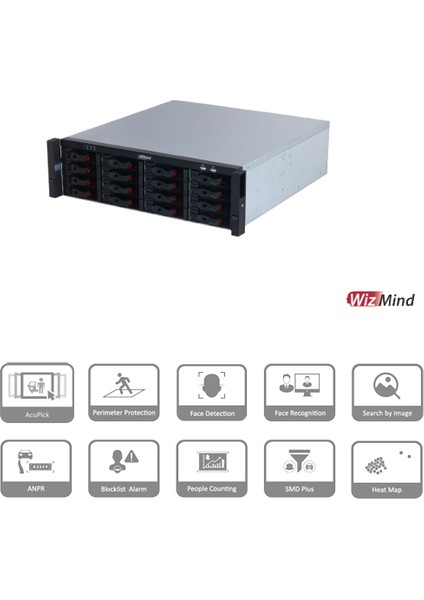 DHI-NVR616RH-16-XI 64 Kanal 3u 16 HDD Wizmind Ağ Video Kaydedici