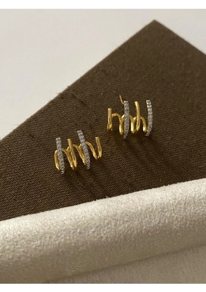 Gold Renk Çoklu Taşlı Küpe fiyatları