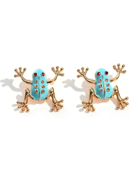 Set.up Taşlı Kurbağa Motifli Sabit Küpe