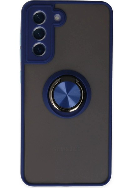 Samsung Galaxy S21 Fe Kılıf Montreal Yüzüklü Silikon Kapak - Lacivert