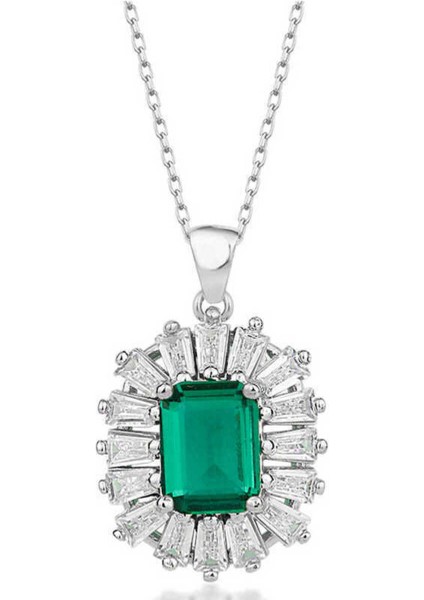 Set.up 925 Ayar Gümüş Elmas Kesim Montürlü Tasarım Kolye