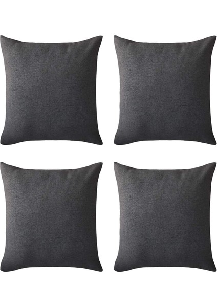 Antrasit Kırlent Kılıfı 4'lü Set - Gizli Fermuarlı - Kadife Dokulu