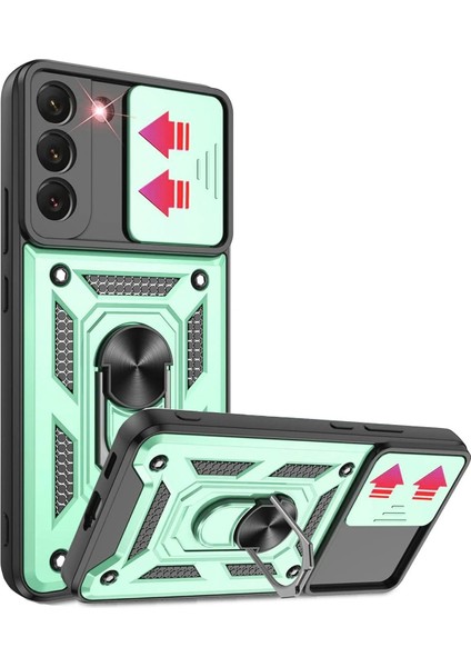 Samsung Galaxy S22 Kılıf Pars Lens Yüzüklü Silikon - YEŞIL-(5796) - MB000X-2GG6Y0