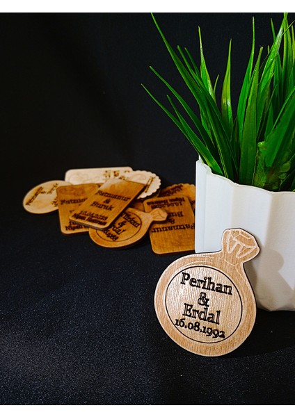 Düğün Kına Nişan Hediyelik Ahşap Yüzük Magnet 50 Adet