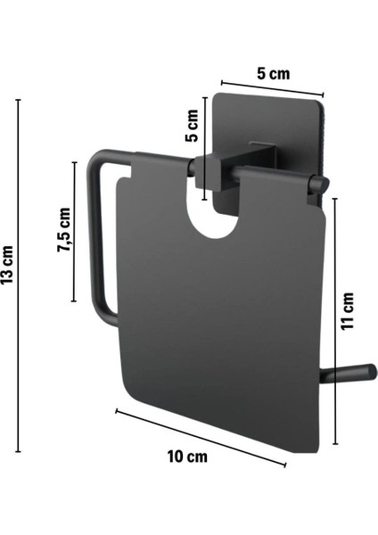 Kendiliğinden Yapışkanlı Siyah Paslanmaz Metal Kapaklı Tuvalet Kağıtlığı Aparatı modelleri
