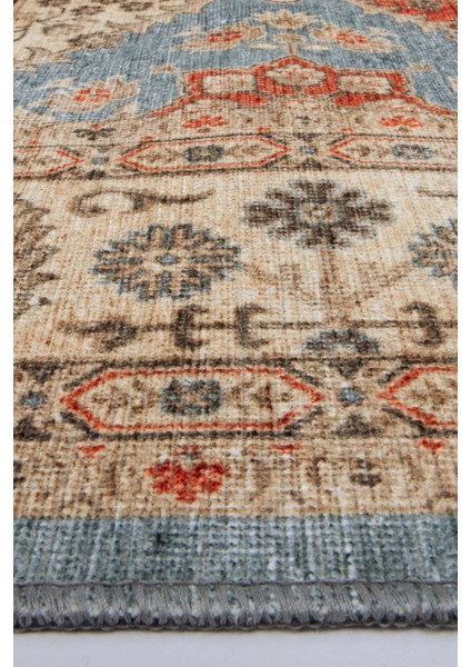 Norm Halı Allure 54-030 Mavi Eskitme Halı Etnik Otantik Dokuma Şönil Yıkanabilir Salon Halısı modelleri