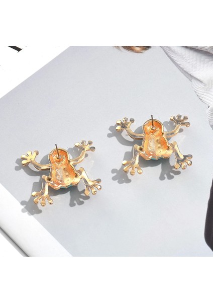 Set.up Taşlı Kurbağa Motifli Sabit Küpe modelleri