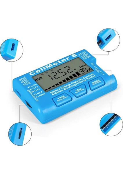 Pil Kapasite Voltaj Test Cihazı Rc 1-8s Lipo Lityum Nımh