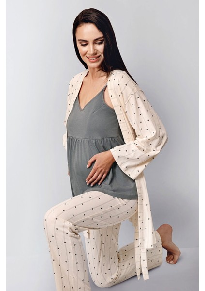 3436 Kadın Lohusa 3'lü Pijama Takımı