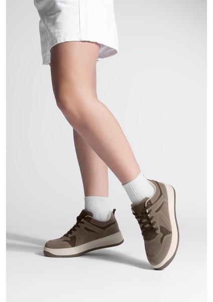 Kadın Sneaker Yüksek Taban Spor Ayakkabı Aryan Vizon Süet fırsatları