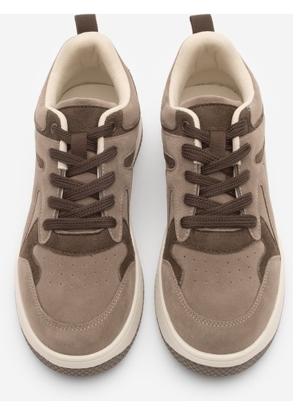 Kadın Sneaker Yüksek Taban Spor Ayakkabı Aryan Vizon Süet