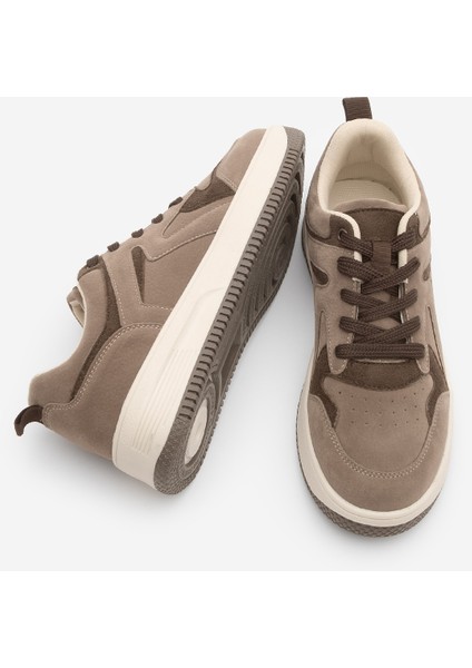 Kadın Sneaker Yüksek Taban Spor Ayakkabı Aryan Vizon Süet