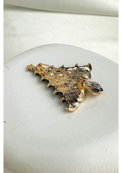 Yılbaşı Özel Serpme Taş Detay Çam Ağacı Broş (6cm) fiyatları