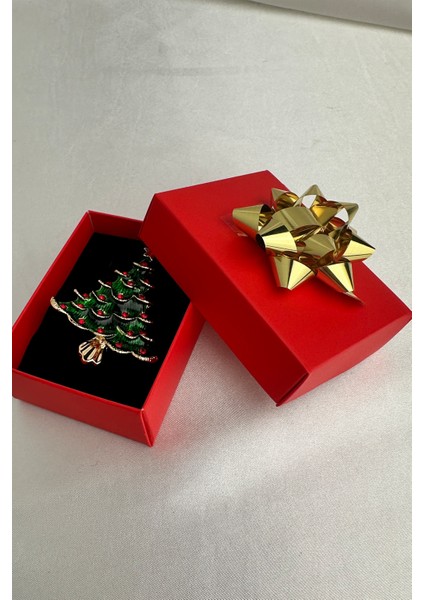 Yılbaşı Özel Serpme Taş Detay Çam Ağacı Broş (6cm) fırsatları