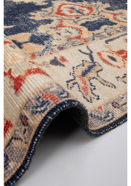 Norm Halı Allure 61-029 Lacivert Eskitme Halı Etnik Otantik Dokuma Şönil Yıkanabilir Salon Halısı indirimleri