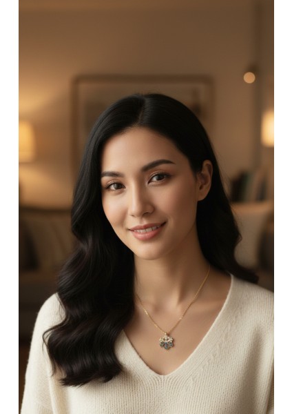 Altın Renk Rodyumlu Renkli Zirkon Taşlı Kar Tanesi Kolye Altın Renk Çelik Kolye-Renkli Taş Kolye fiyatları