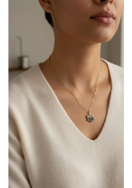 Altın Renk Rodyumlu Renkli Zirkon Taşlı Kar Tanesi Kolye Altın Renk Çelik Kolye-Renkli Taş Kolye fırsatları