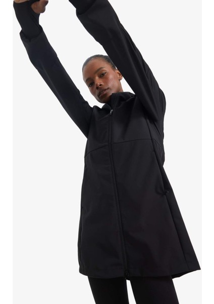 Su İtici Softshell Slim Fit Dar Kesim Kapüşonlu Fermuarlı Cepli Parka E5702AX25AU