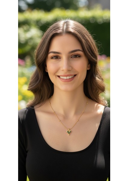 Altın Renk Kararmaz Paslanmaz Top Zincir Estetik Kalpli Çelik Kolye-Lovepoint Gold Renk Çelik Kolye fırsatları