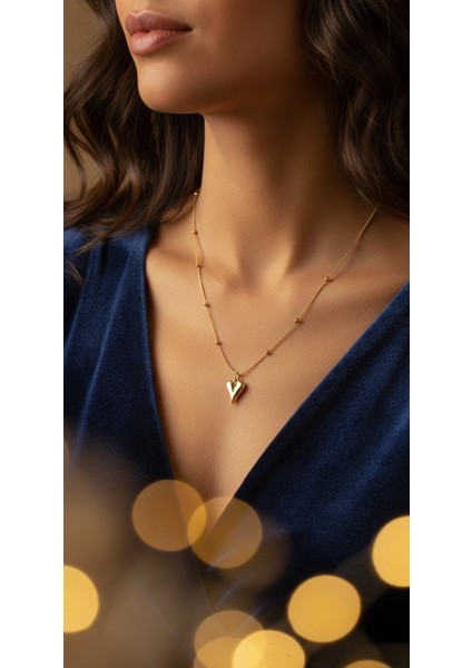 Altın Renk Kararmaz Paslanmaz Top Zincir Estetik Kalpli Çelik Kolye-Lovepoint Gold Renk Çelik Kolye indirimleri