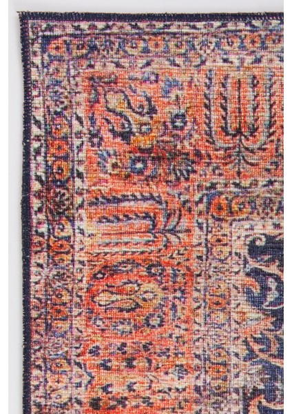 Norm Halı Allure 50-041 Lacivert Eskitme Halı Etnik Otantik Dokuma Şönil Yıkanabilir Salon Halısı