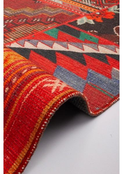 Norm Halı Allure 50-159 Kırmızı Eskitme Halı Etnik Otantik Dokuma Şönil Yıkanabilir Salon Halısı indirimleri