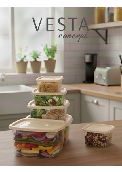 6'lı Kare Saklama Kabı Seti - Buzdolabı, Kiler ve Mutfak Düzenleyici & Erzak Kabı Seti modelleri