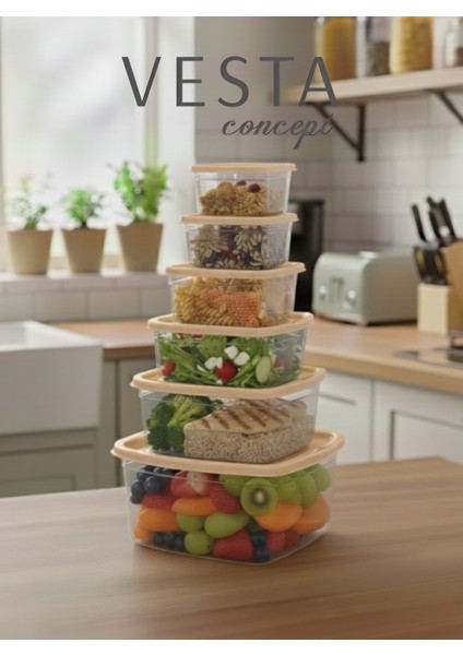 6'lı Kare Saklama Kabı Seti - Buzdolabı, Kiler ve Mutfak Düzenleyici & Erzak Kabı Seti fırsatları