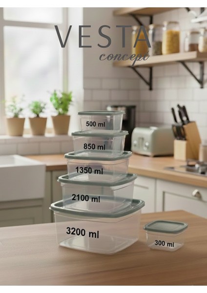 6'lı Kare Saklama Kabı Seti - Buzdolabı, Kiler ve Mutfak Düzenleyici & Erzak Kabı Seti indirimleri