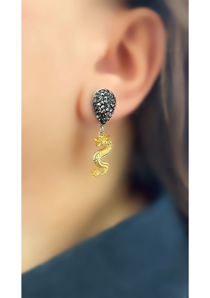 Set.up Siyah Taşlı Küpe