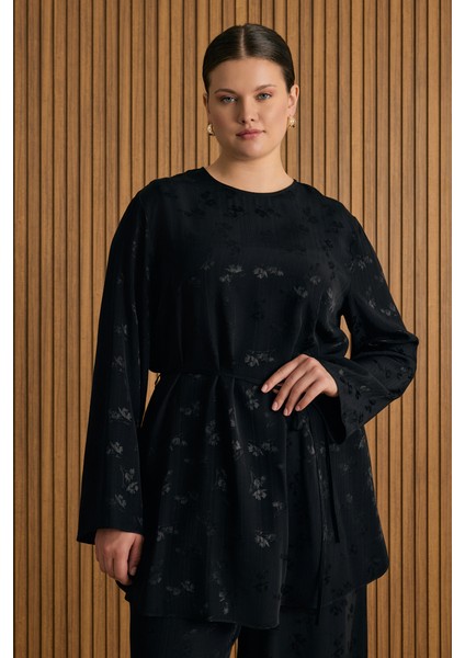 Çicek Jakar Desenli Beli Bağlamalı Tunik fiyatları