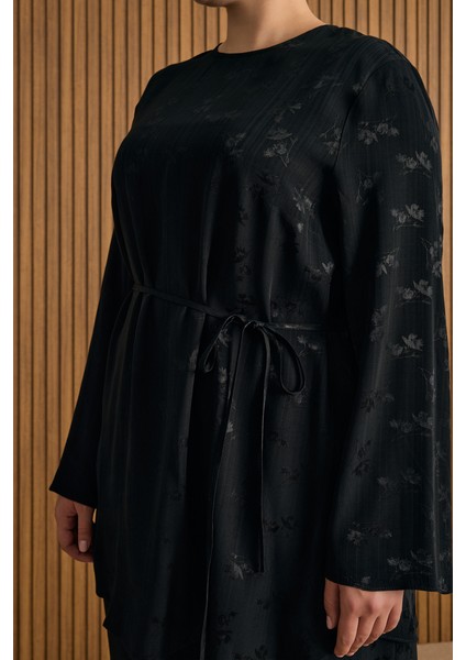 Çicek Jakar Desenli Beli Bağlamalı Tunik indirimleri