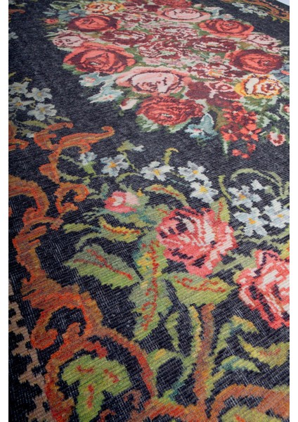 Norm Halı Allure 61-028 Siyah Eskitme Halı Etnik Otantik Dokuma Şönil Yıkanabilir Salon Halısı fiyatları