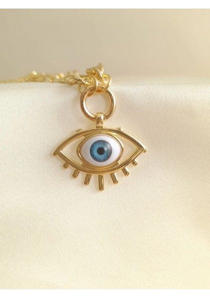 Altın Rengi Çelik Gerçekçi Göz Figürlü Şans Kolyesi Nazar Kolyesi modelleri
