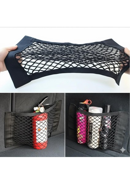 Dağınıklığa Son! Bagaj/koltuk Arkası Için Güçlü Cırtlı File Cep - Eşya Sabitleyici Organizer