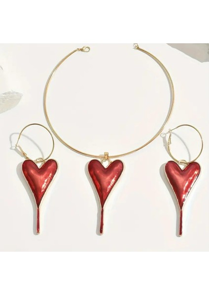 Set.up Kalp Model Kolye Küpe Set modelleri