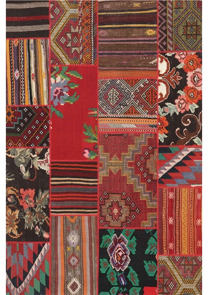 Norm Halı Allure 50-159 Kırmızı Eskitme Halı Etnik Otantik Dokuma Şönil Yıkanabilir Salon Halısı