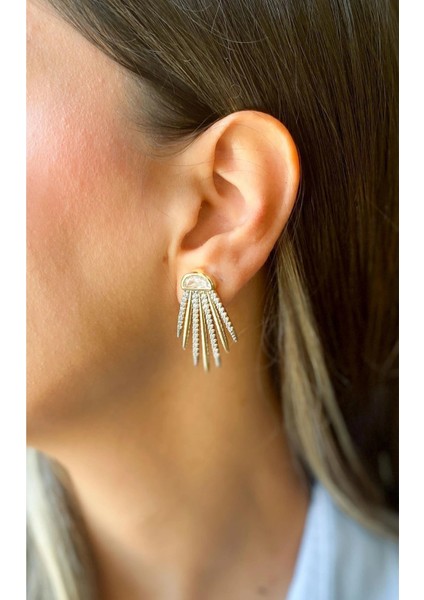 Vip Luxury Serisi Altın Kaplama Taşlı Küpe