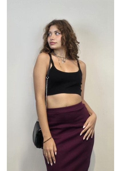 Kadın Askılı Crop Bluz