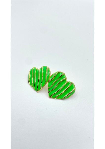 Set.up Yeşil Kalp Küpe modelleri