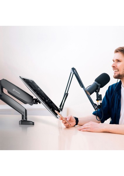 Ayarlanabilir Gazlı Yay Monitör Kolu – 13-34″ Düz/kavisli Ekranlar Için Tam Hareketli Masa Montajı (Vesa 75×75 / 100×100)