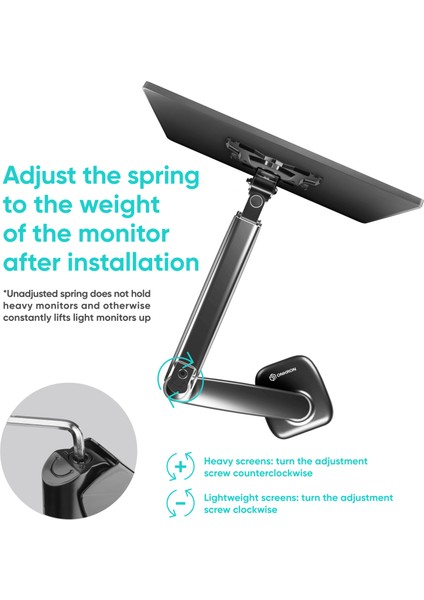 Ayarlanabilir Gazlı Yay Monitör Kolu – 13-34″ Düz/kavisli Ekranlar Için Tam Hareketli Masa Montajı (Vesa 75×75 / 100×100)