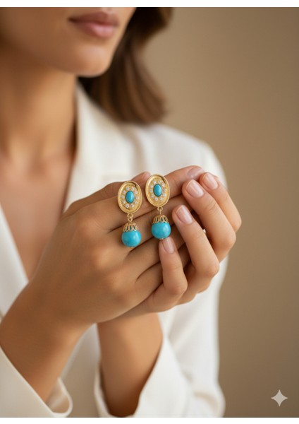 Set.up Mavi Apatite Taşlı Sallantılı Küpe fiyatları