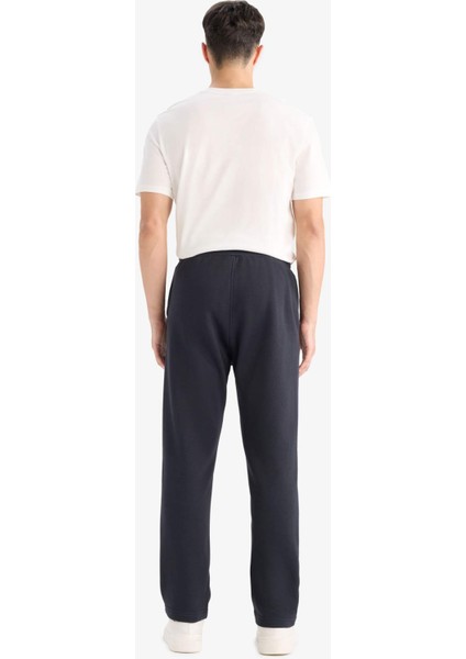 Regular Fit Beli Bağcıklı Cepli Düz Paça Kalın Eşofman Altı