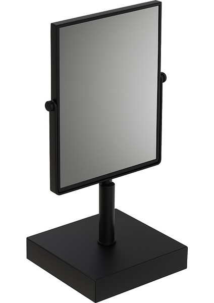 Ayna, Tezgah Üstü, Kare, Çift Yönlü, Büyüteçli, 1/3x - Mat Siyah