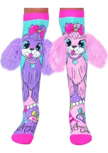 Sevimli Köpek Figürlü Kulaklı Diz Altı Çorap