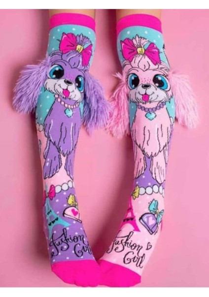 Sevimli Köpek Figürlü Kulaklı Diz Altı Çorap fiyatları