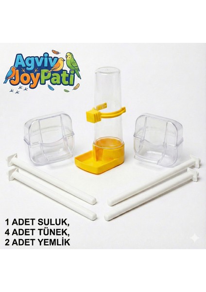 Joypati Kuş Kafes Ihtiyaç Seti Suluk Yemlik Tünek